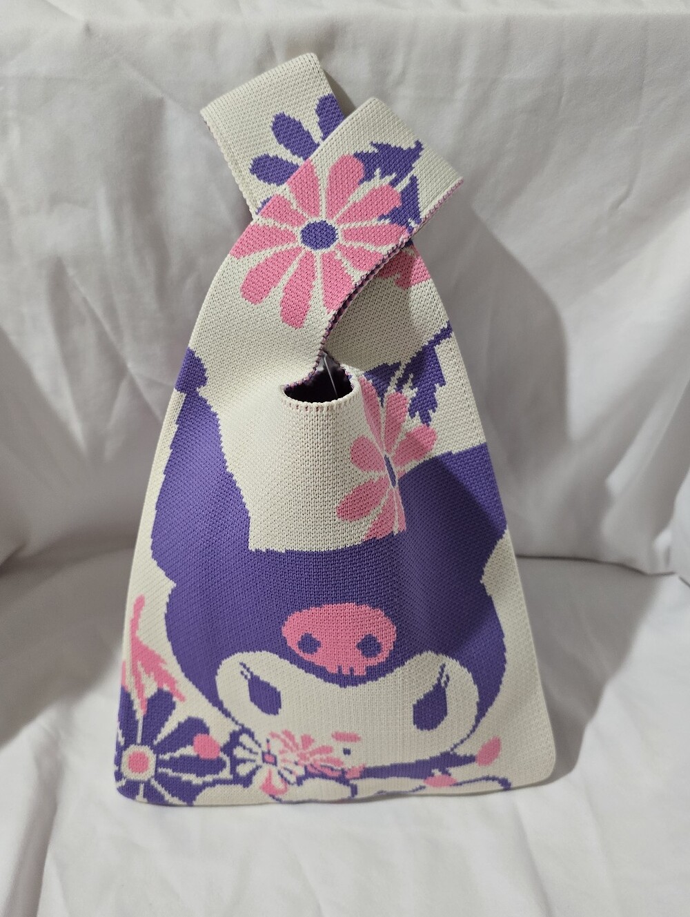 NWT Sanrio Characters Kuromi Knitted Handbag From Japan